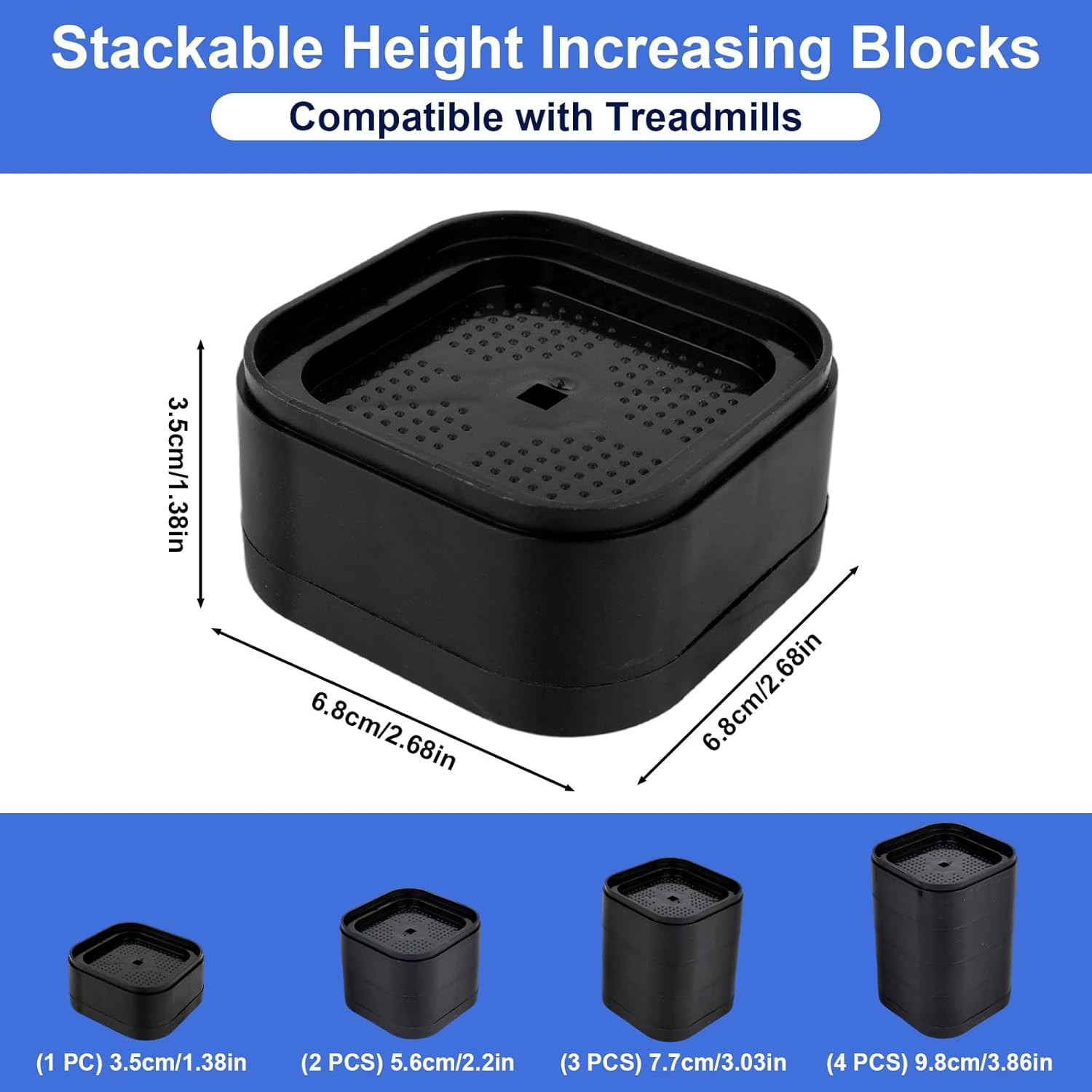 4pcs Treadmill Incline Riser Blocks, Walking Stackable Height Adjustable Incline
