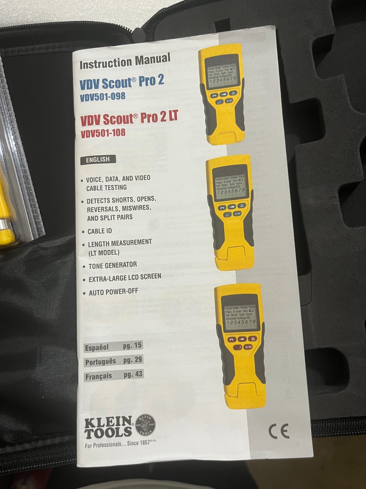 Klein Tools LanMap /CoaxMap Kit 11 pcs and new VDV211-048 and Scout Pro 2 Case