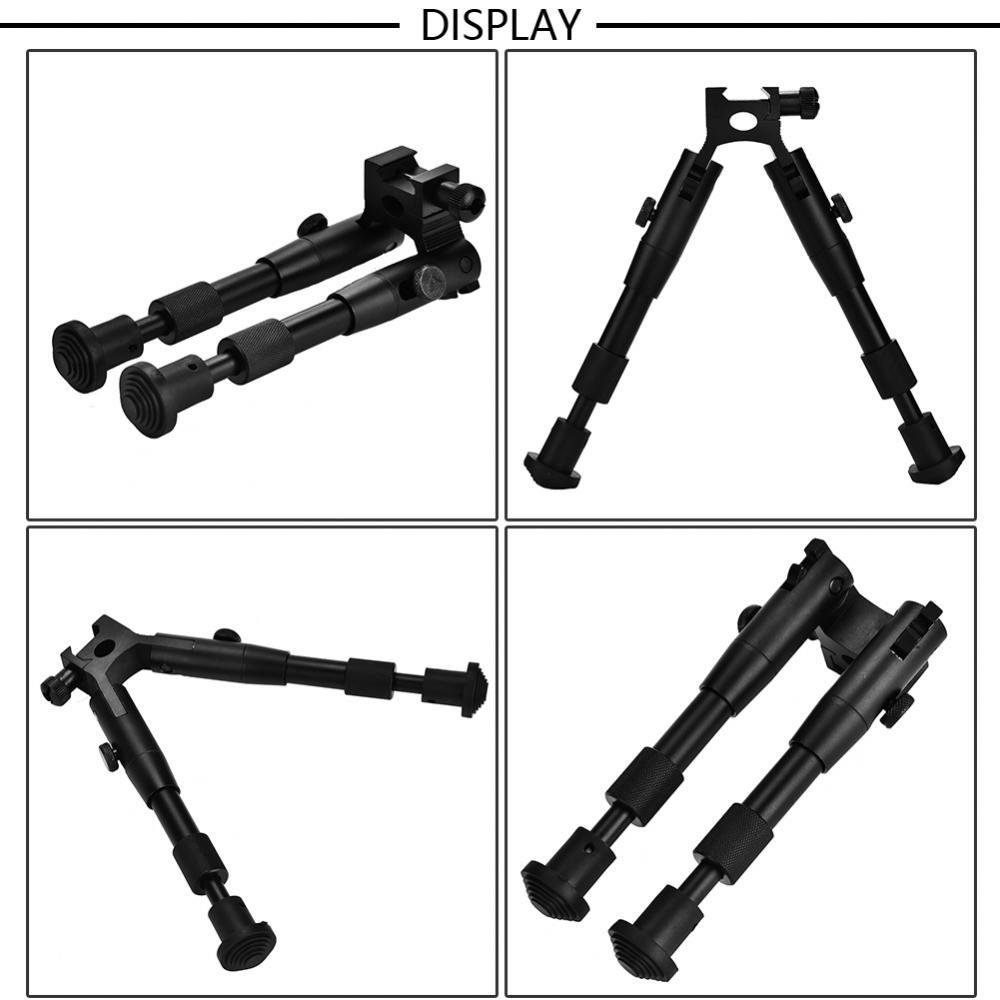 6 Inches Tactical Rifle Bipod Adjustable Spring Return 20mm Rail Adapter Mount