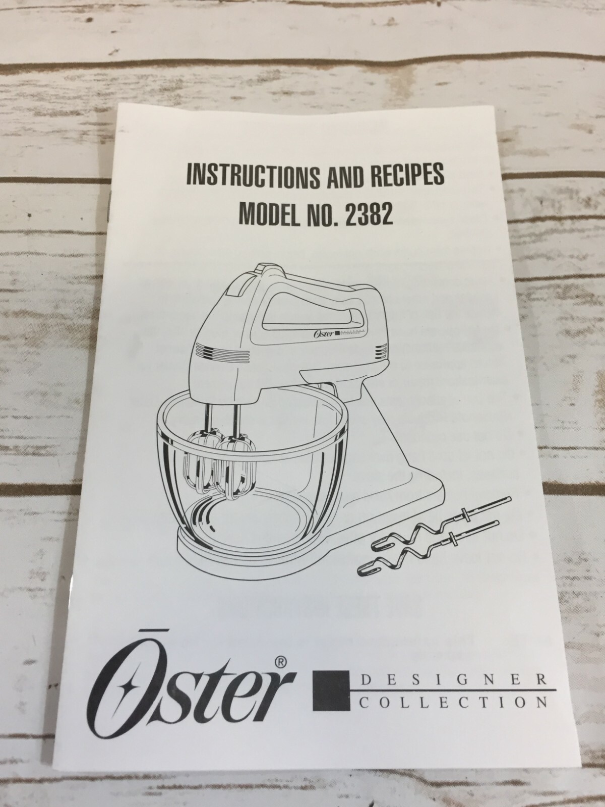 Oster Designer Collection Instructions & Recipes for Model 2382