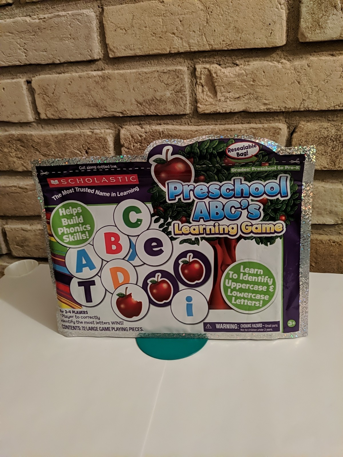 Scholastic Preschool ABC's Learning Game Resealable Bag 72 Pieces Homeschool