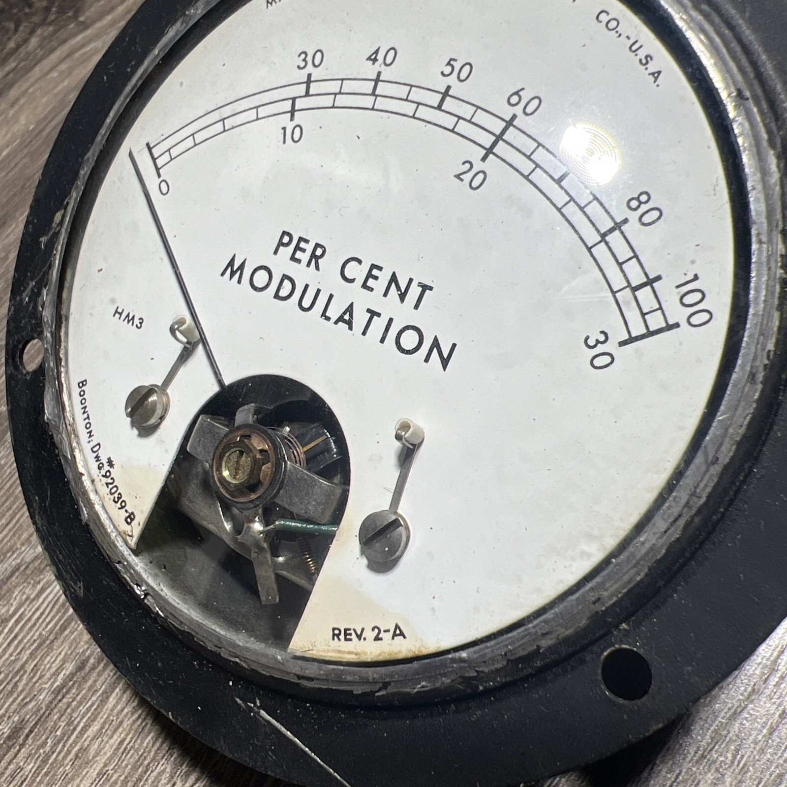 Marion Electrical HM-3 Aviation Aircraft Percent Modulation Meter 92039-B