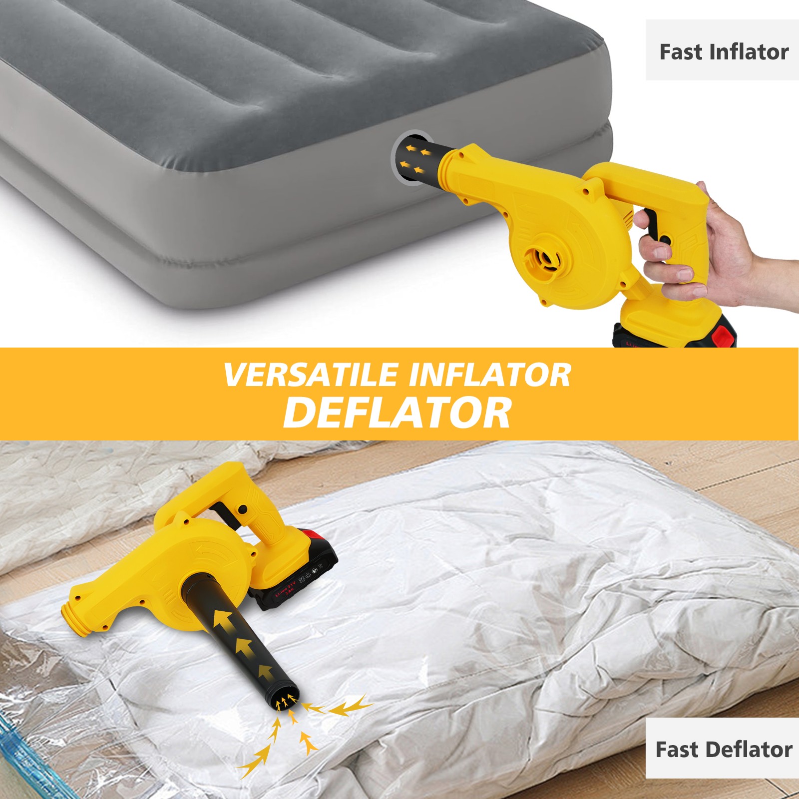 350CFM Cordless Leaf Blower Vacuum Handheld Electric Leaf Blower 2*2.0ah Battery