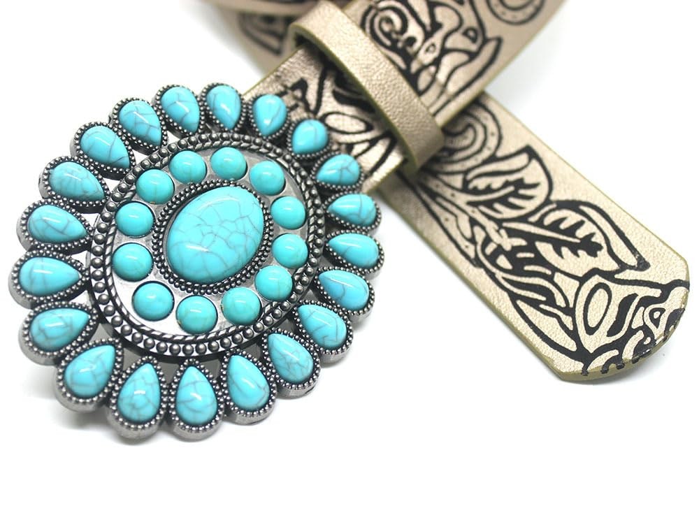 Wojgzon Turquoise Buckles for Women Men Western 3.58 x 2.83in, #1