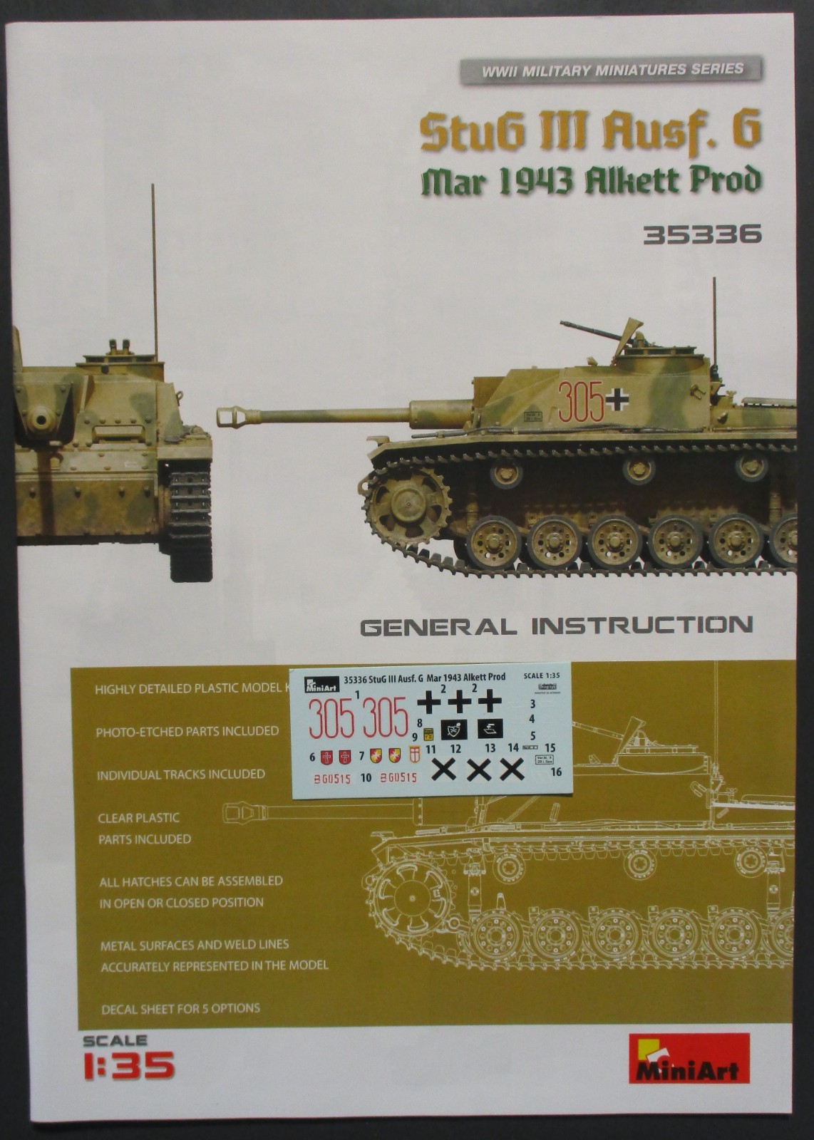 Miniart 1/35 Scale Stug III Ausf. G - Decals from kit No. 35336