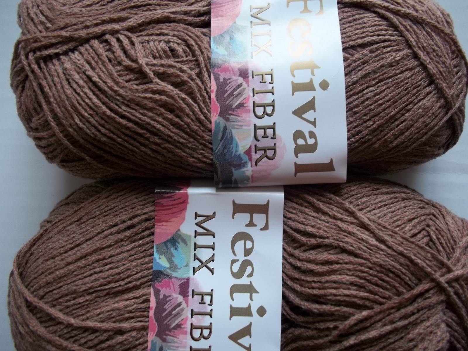 Festival Mix Fiber sport weight yarn, cocoa brown, lot of 2 (small skeins)