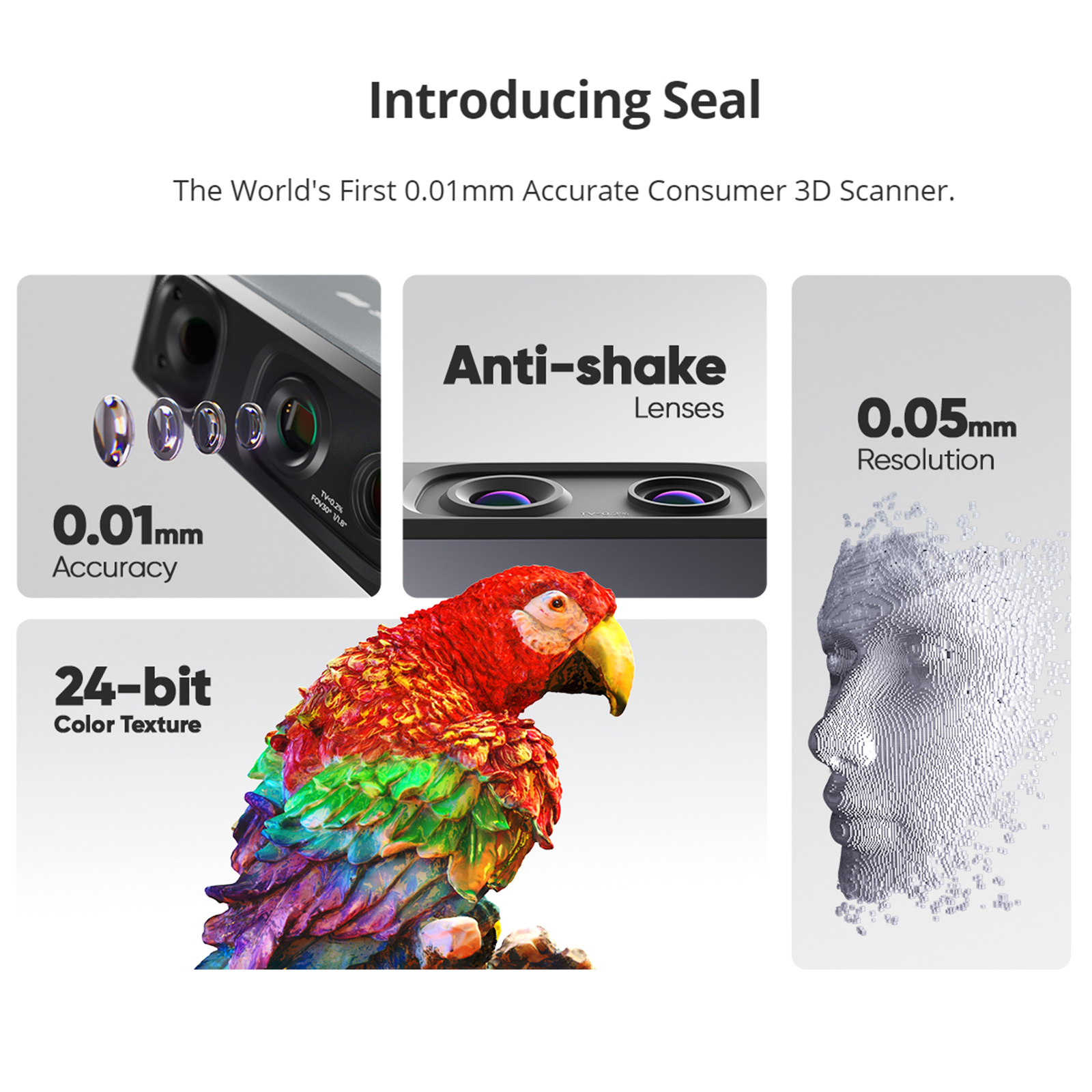 3DMakerpro Seal Handheld 3D Scanner 10FPS Anti-Shake Optical Lens Miniature Y4D7