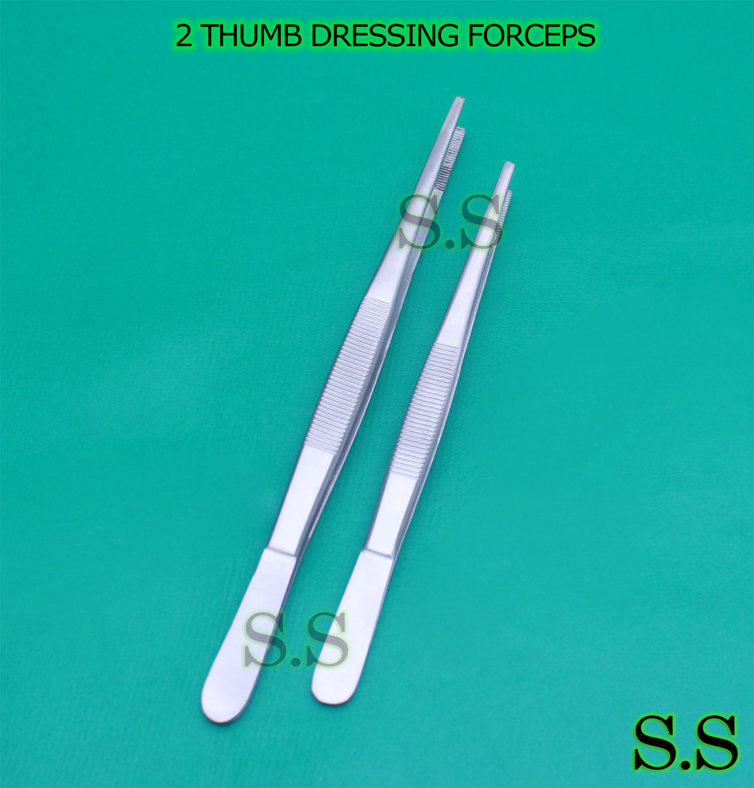 2 PCS THUMB LAB TWEEZERS DRESSING DISSECTION FORCEPS 6" + 8" SERRATED ECONOMY