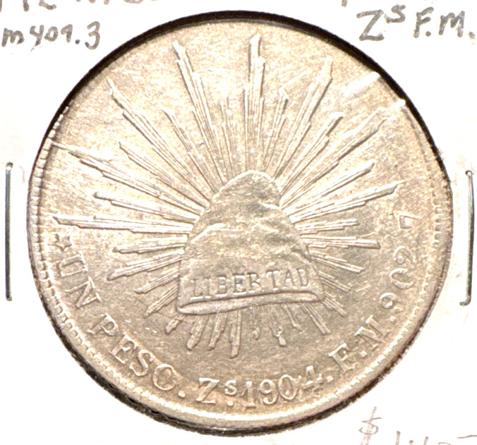 Mexico 1904 Zs F.M. Peso KM 409.3 Unc