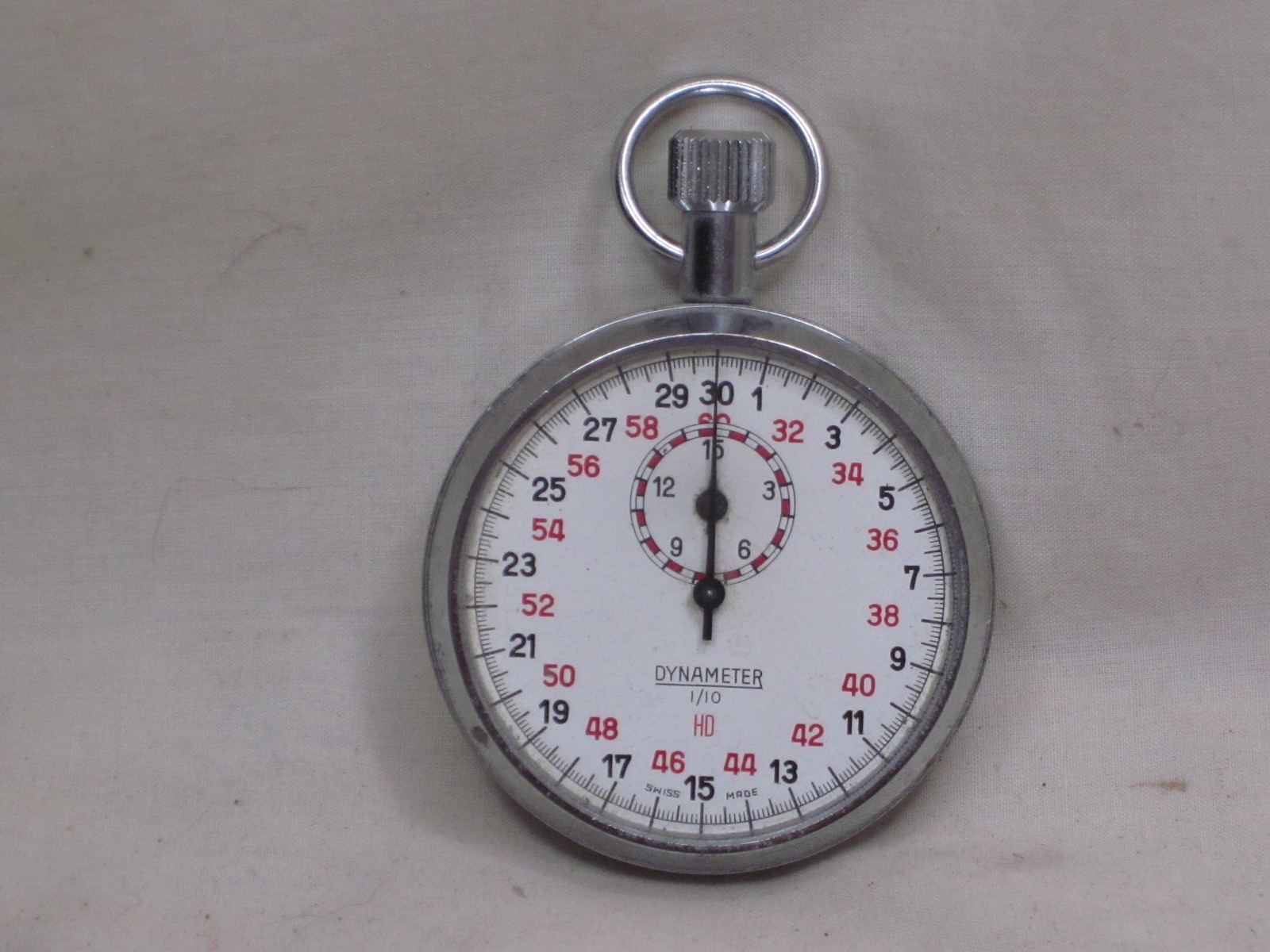 works but no crystal cover vintage DYNAMETER 1/10 SWISS MADE Stop Watch Timer