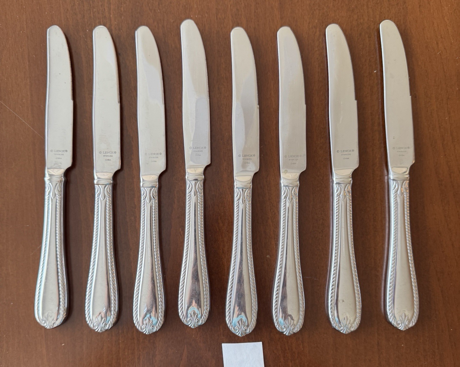 8 Lenox Tudor Bead Augusta Dinner Knives Set 9 1/4”