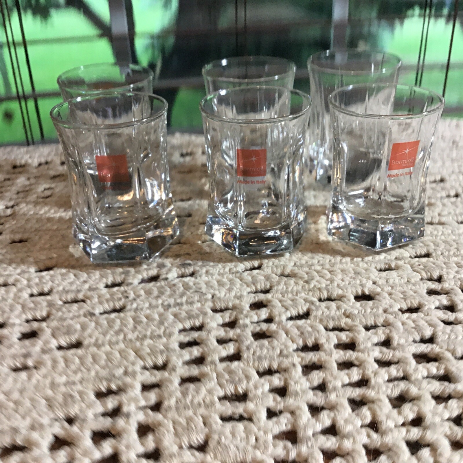 6 elegant Bormioli Italy shot liquor glasses