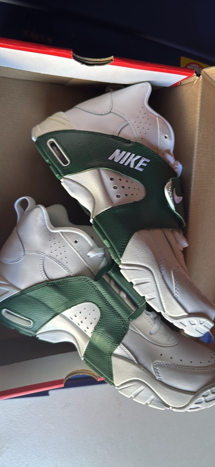 Nike Men's Mid Top Athletic Sneaker White/Green Hook & Loop Strap Lace-Up