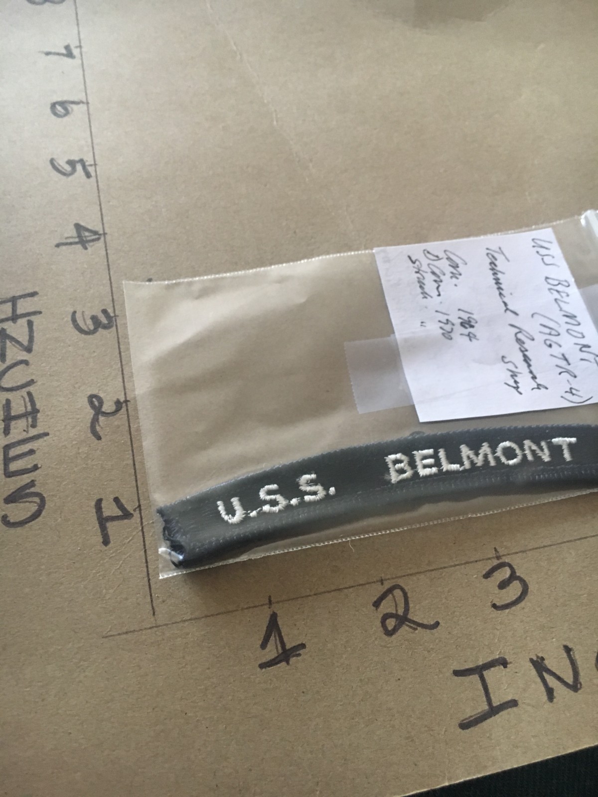 US NAVY SHOULDER STRIP TAB *** rocker *** Patch USS Belmont