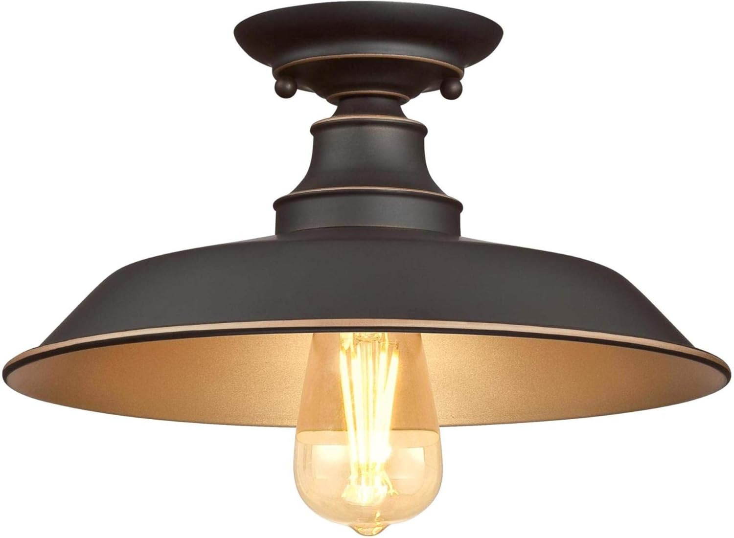 6370300 Iron Hill 12-Inch, One-Light Indoor Semi Flush Mount Ceiling Light, Oil