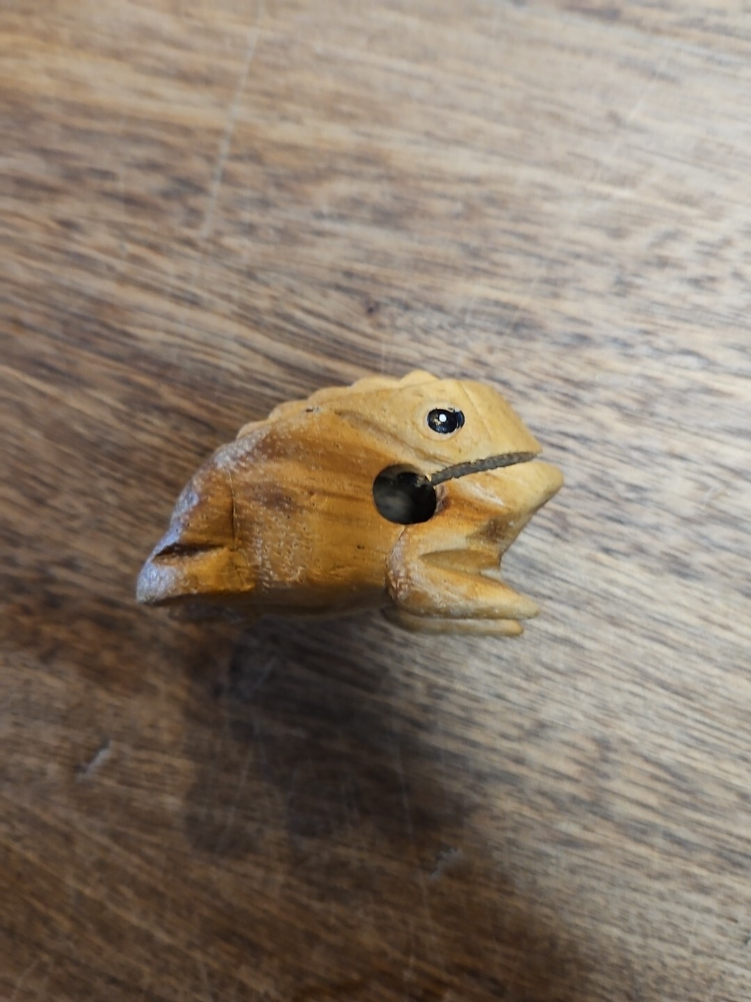 Vintage Hand Carved Wooden Frog Figure Musical Percussion Instrument; No Mallet