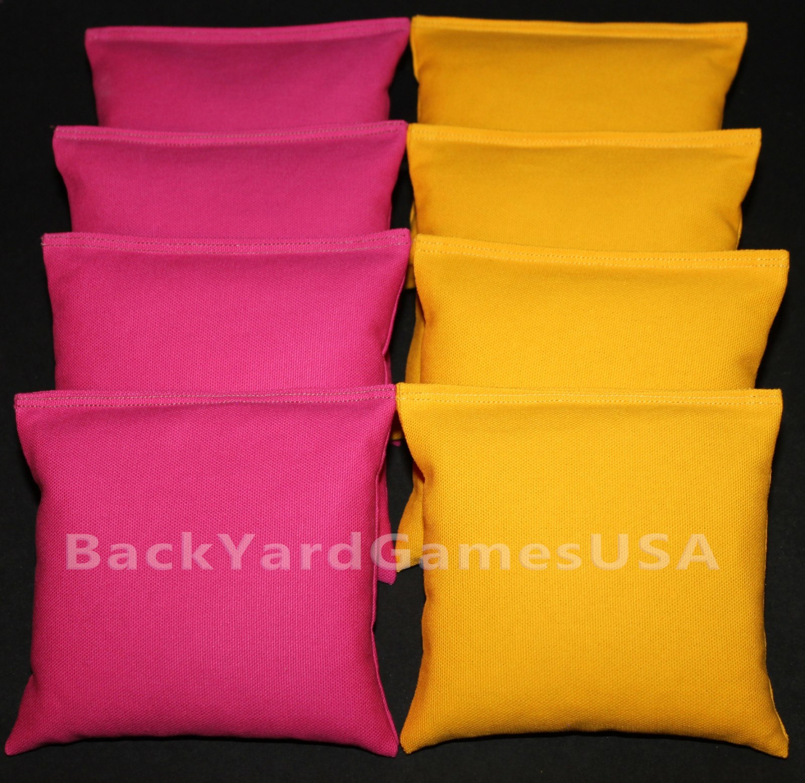 CORNHOLE BEAN BAGS Fuschia & Yellow 8 ACA Regulation Corn Hole All Weather