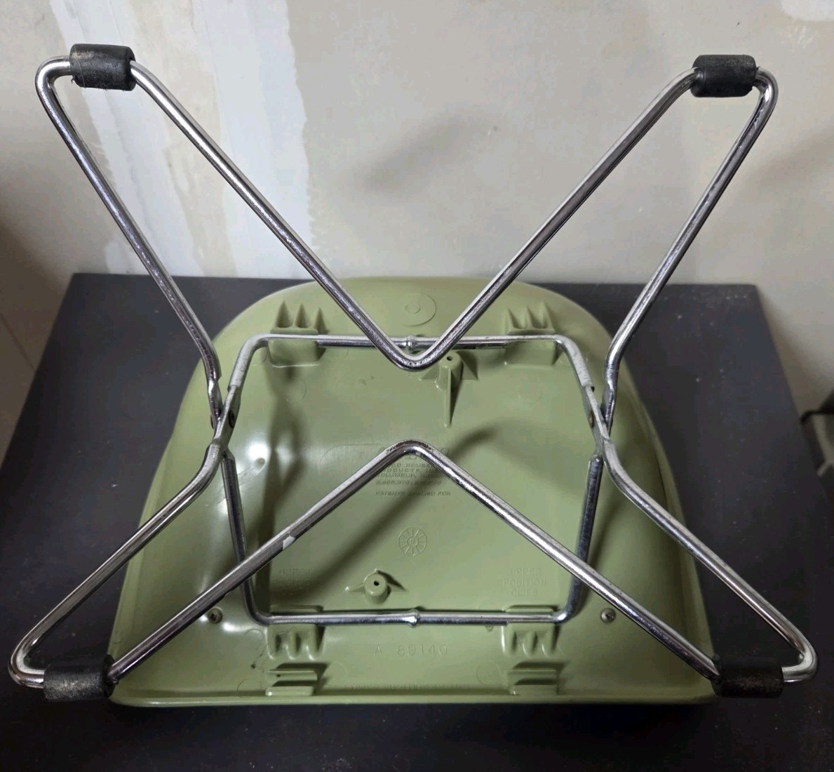 1960s Cosco Child Booster Seat Avocado Green Adjustable Chrome Legs Vintage MCM
