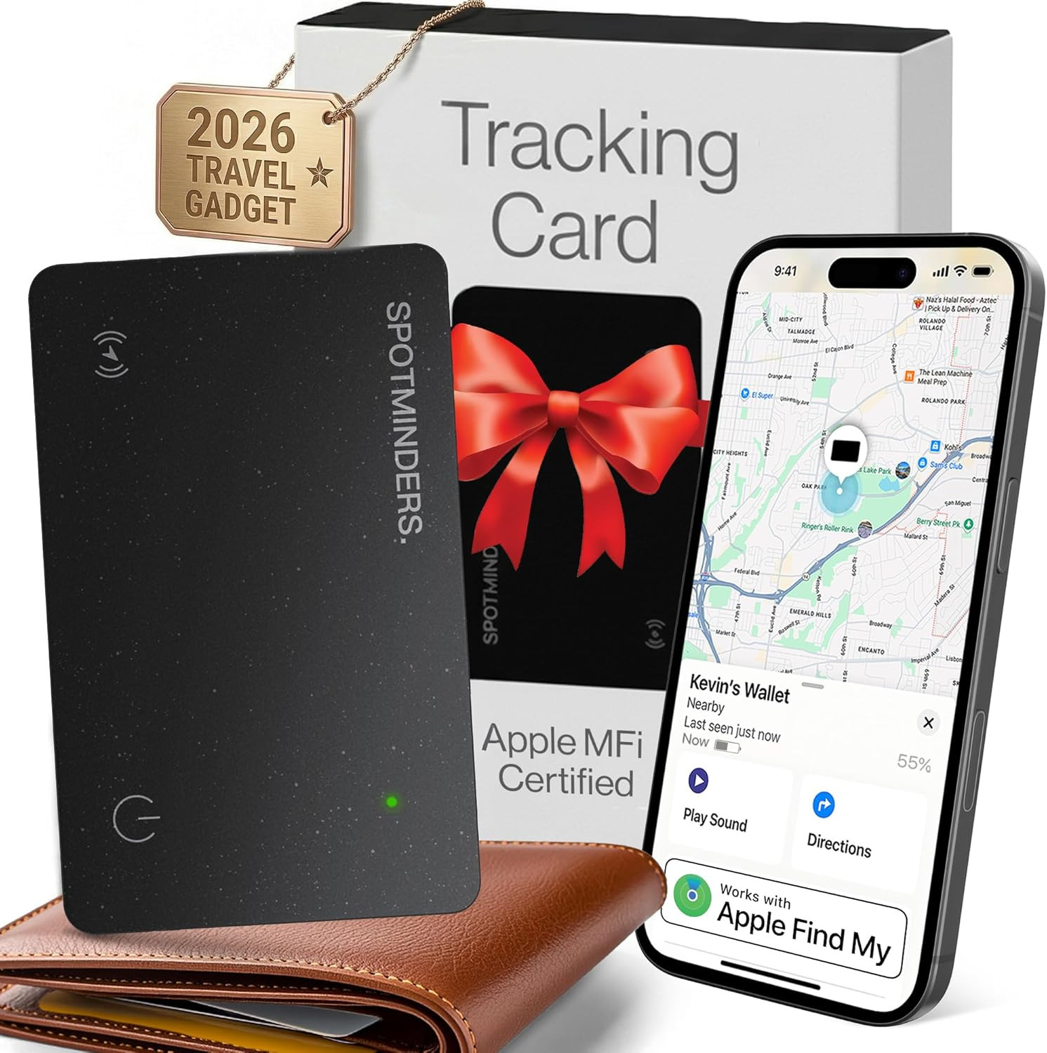 SPOTMINDERS Apple Mfi Certified Wallet Tracker Card - Dad Gifts for Fathers Day