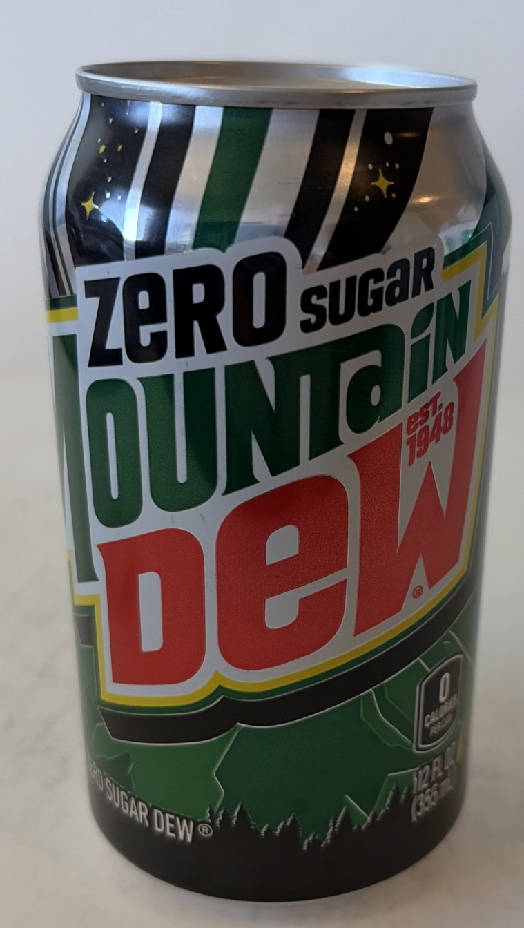 2025 12oz. ZERO MTN DEW CAN ( EST 19948 ) EMPTY BOTTOM OPENED
