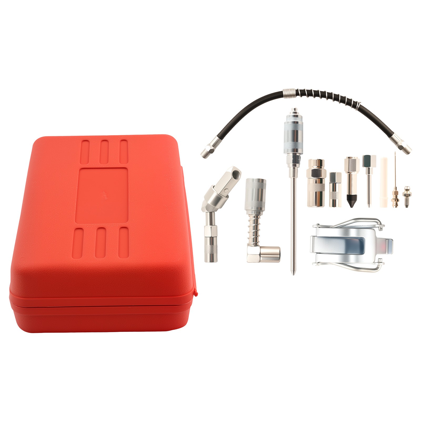 Complete Grease Gun Accessory Set 3000PSI with Spring Hose and Multiple Adapters