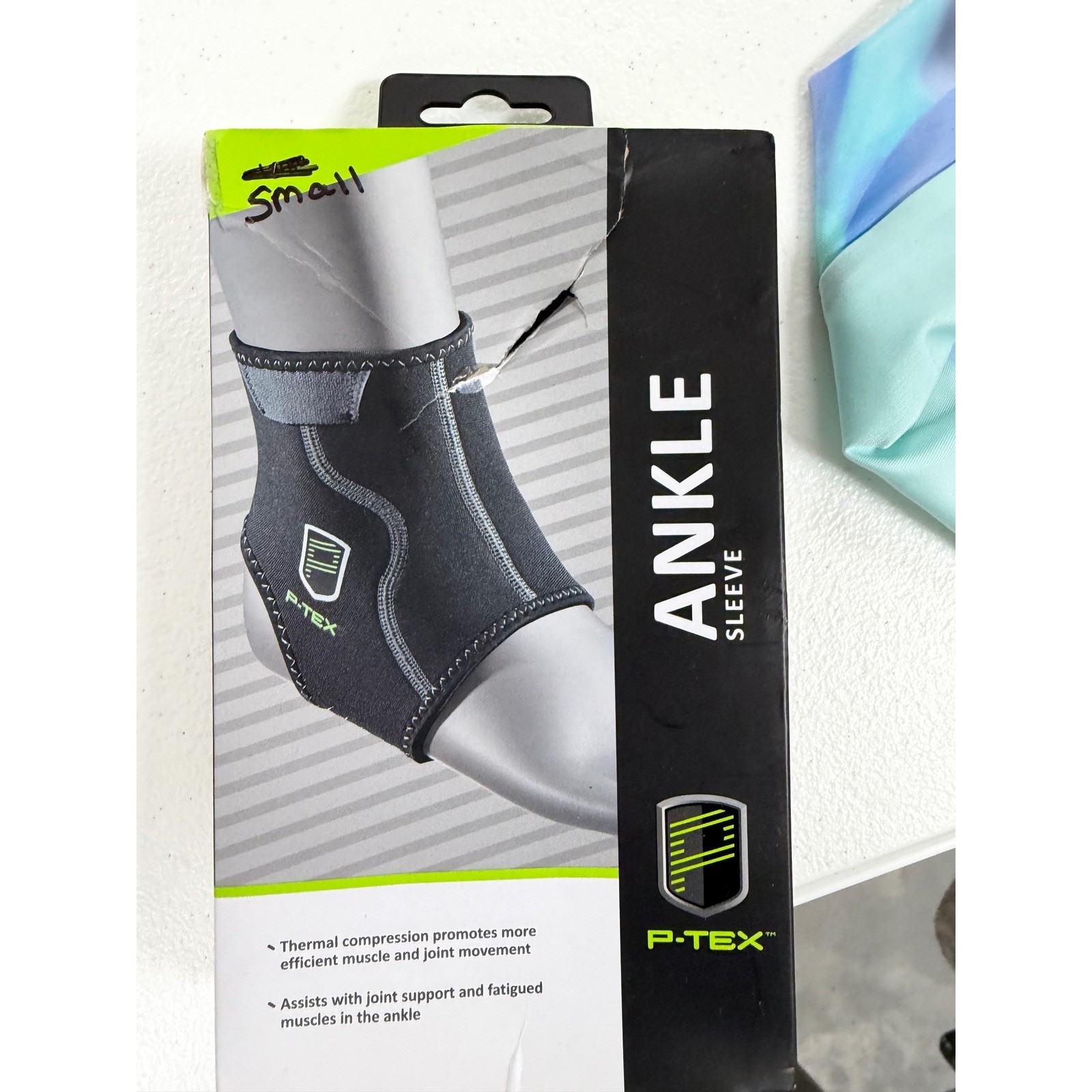 P-TEX Ankle Sleeve Thermal Compression Support Black Small PTXANK01