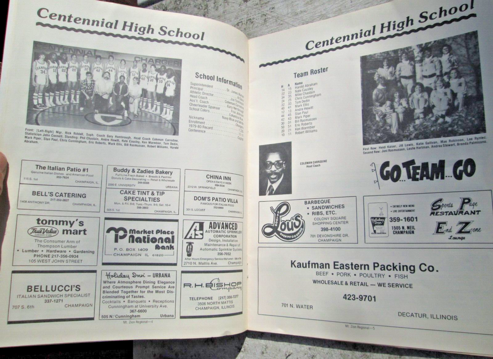 1981 Regional Basketball Tournament Program Mt. Zion & Decatur High School Ill.