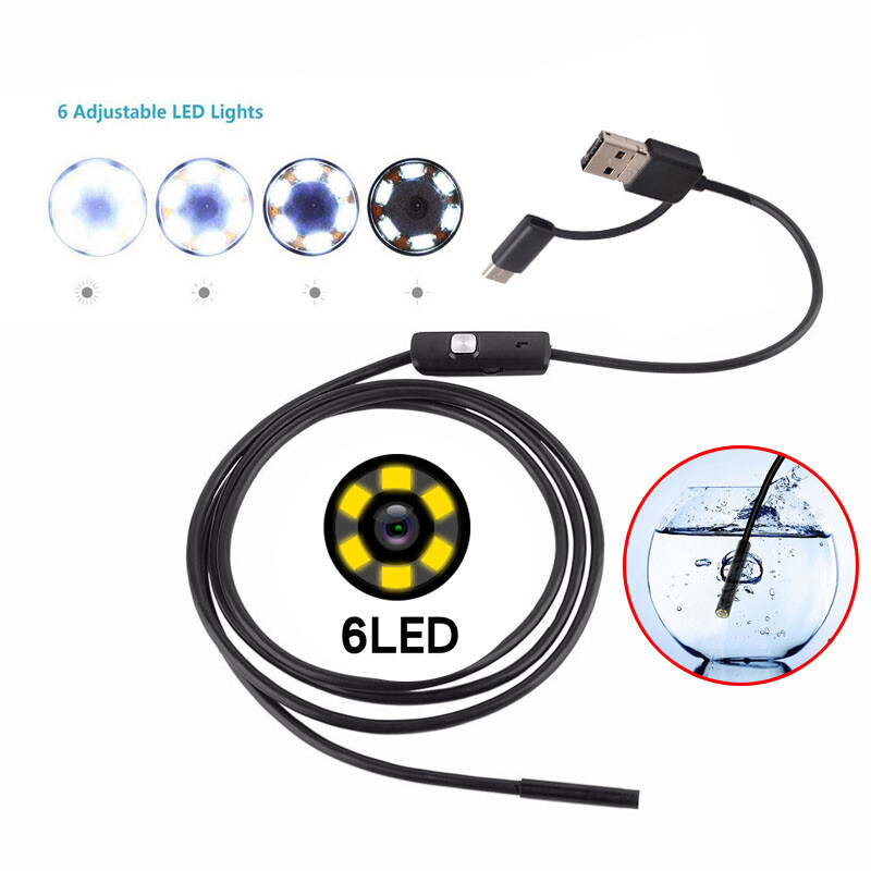 3in1 Micro USB Type C Android Endoscope 7mm Snake Borescope Inspection Camera US