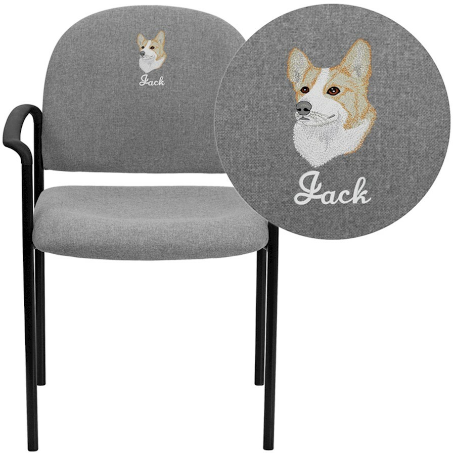Flash Furniture Gray Stackable Steel Side Reception Chair - BT-516-1-GY-EMB-GG