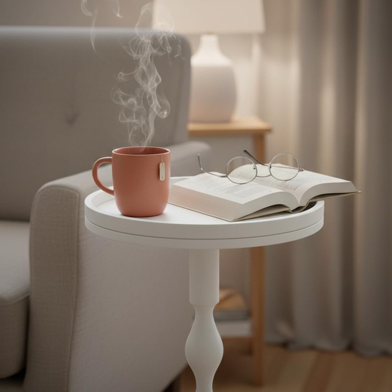 Round Side Table Portable Drink Table Indoor Outdoor Space-saving Easy Assembly
