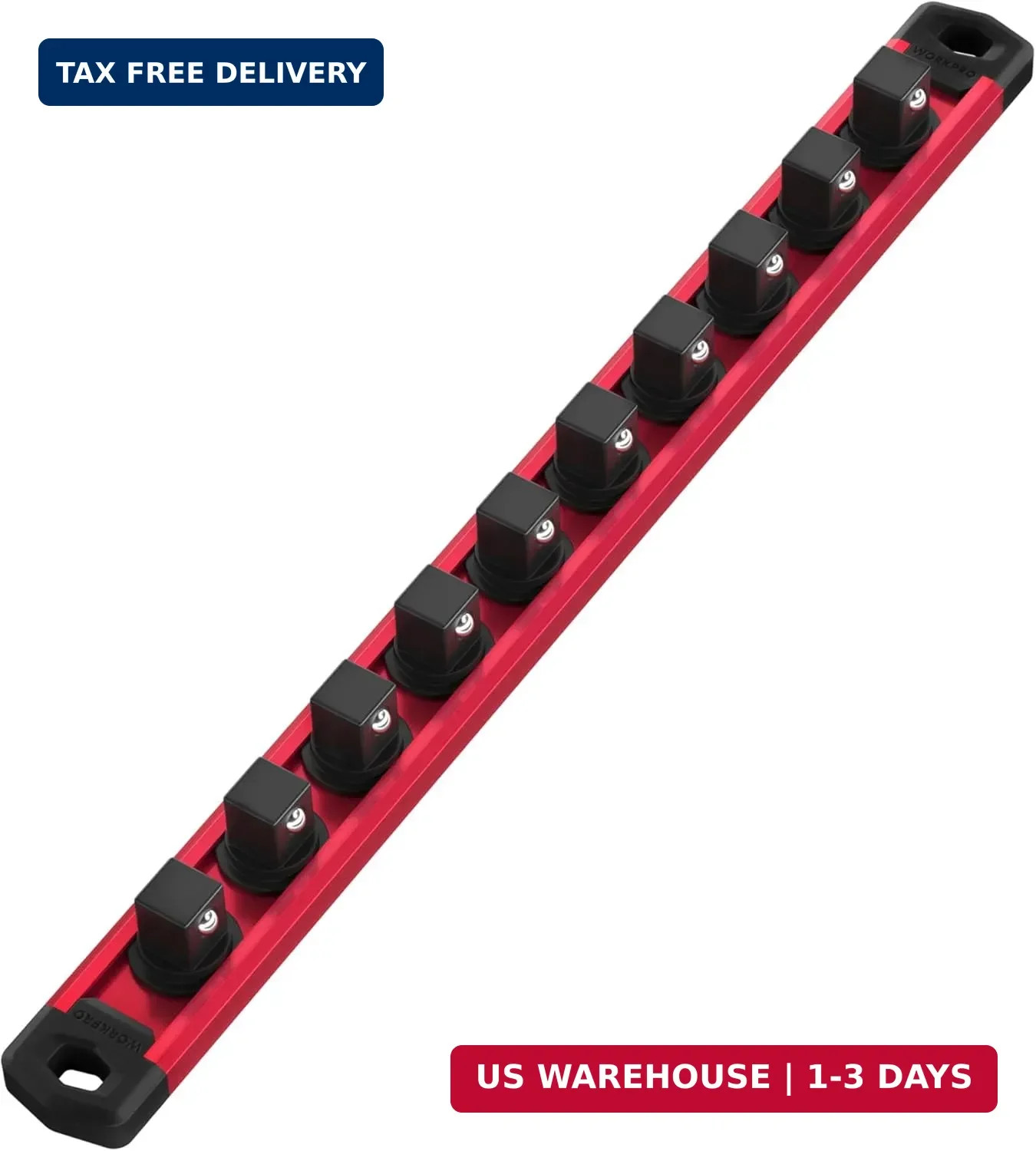 WORKPRO 3/8 Drive Magnetic Socket Organizer Socket Rail Heavy Duty Socket Holder