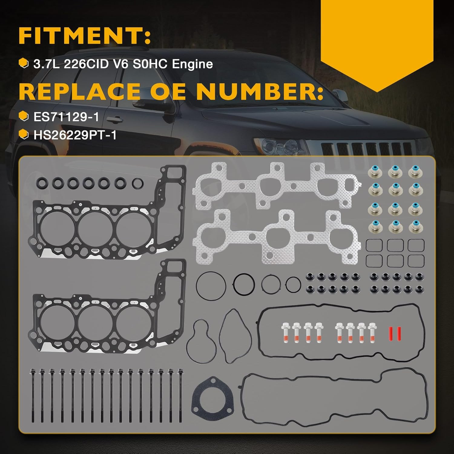 Head Gasket Set w Bolts for Dodge Dakota Jeep Grand Cherokee Ram V6 3.7L