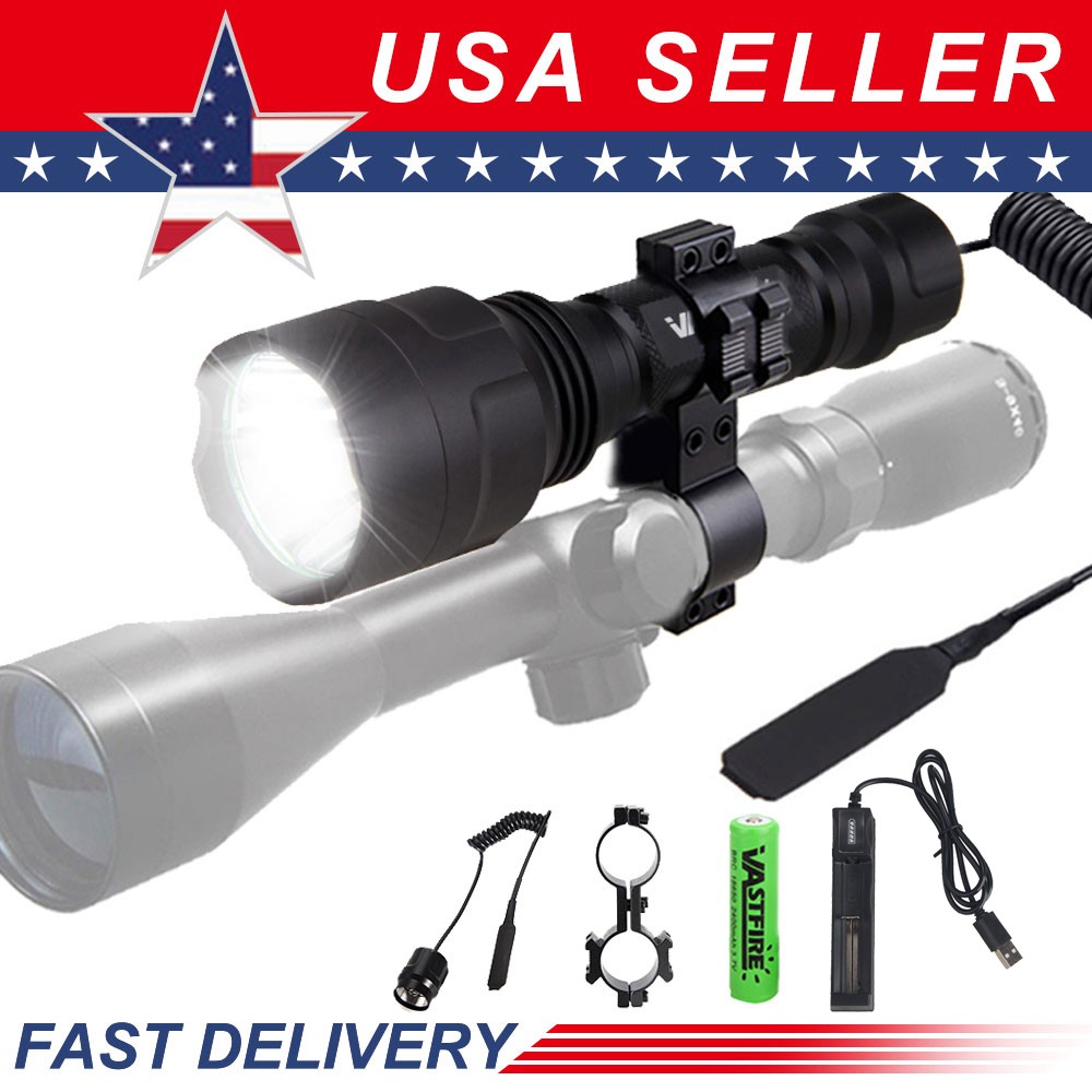 10000LM LED Flashlight Mounted Light Rechargeable Torch Scope Mount w/ 20mm Rail