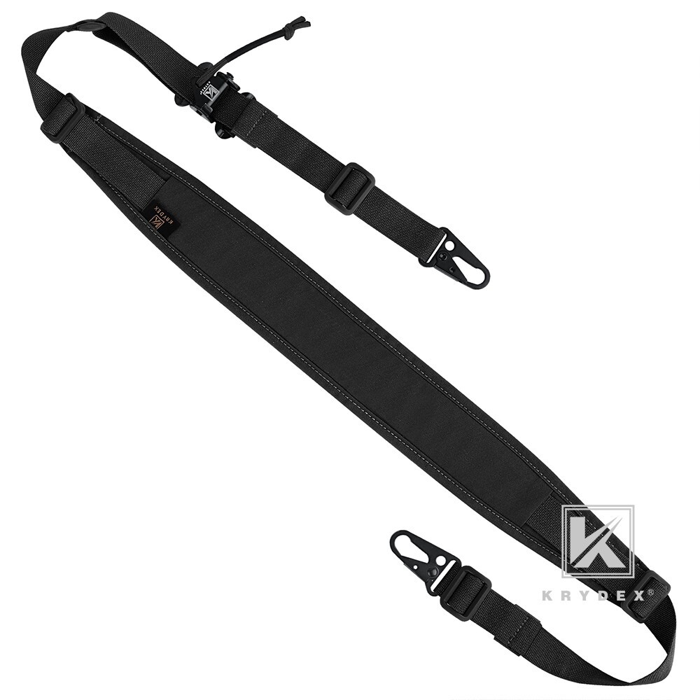 KRYDEX Tactical Sling 2 / 1 Point Shoulder Strap Padded Shooting Sling Black