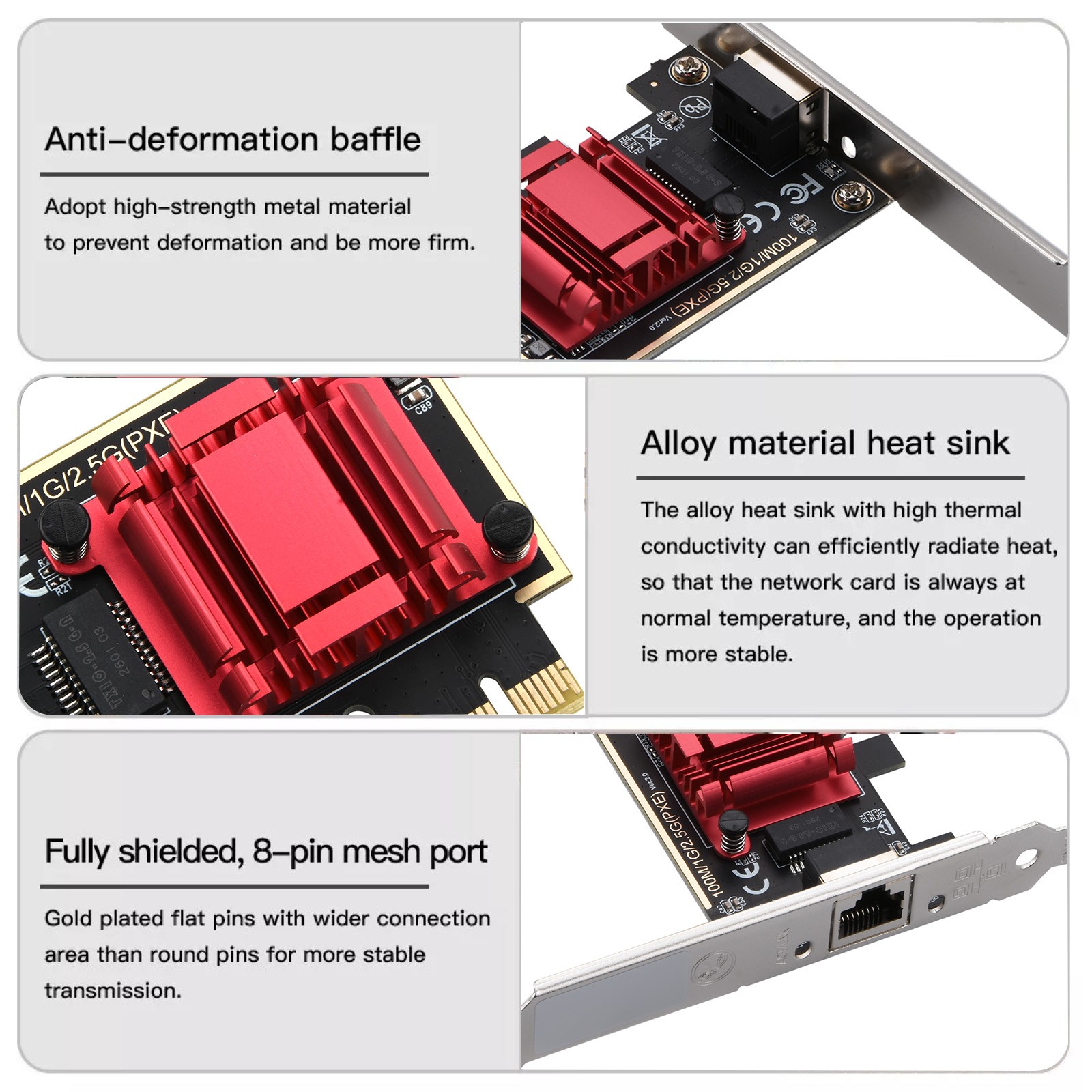 Network Adapter Card 2.5G PCI-E To RJ45 RTL8125 Computer Modification Accessory