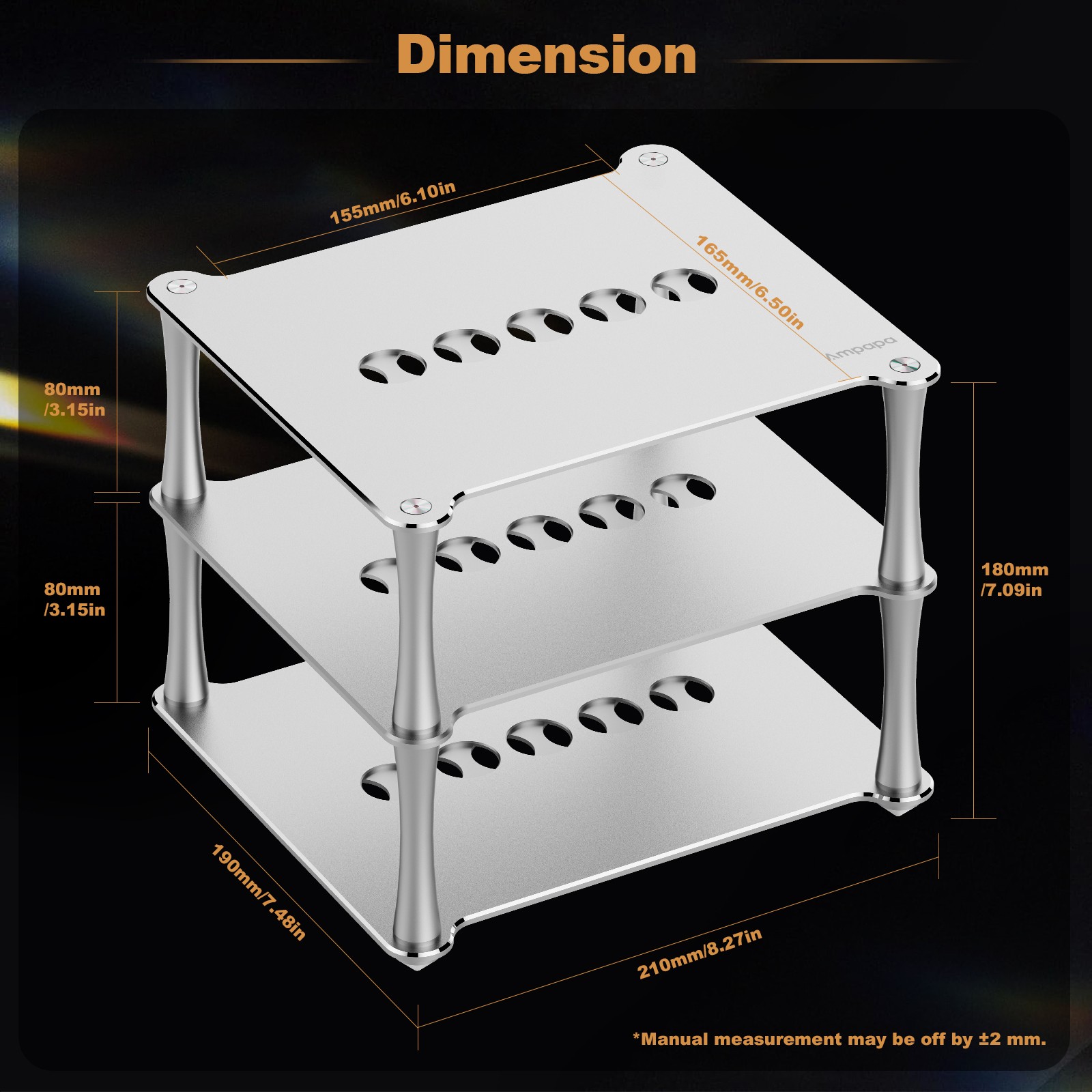 Ampapa Mini Desktop HiFi Stand for A1 D1 Q1 Amplifier DAC Preamp Aluminum Stack