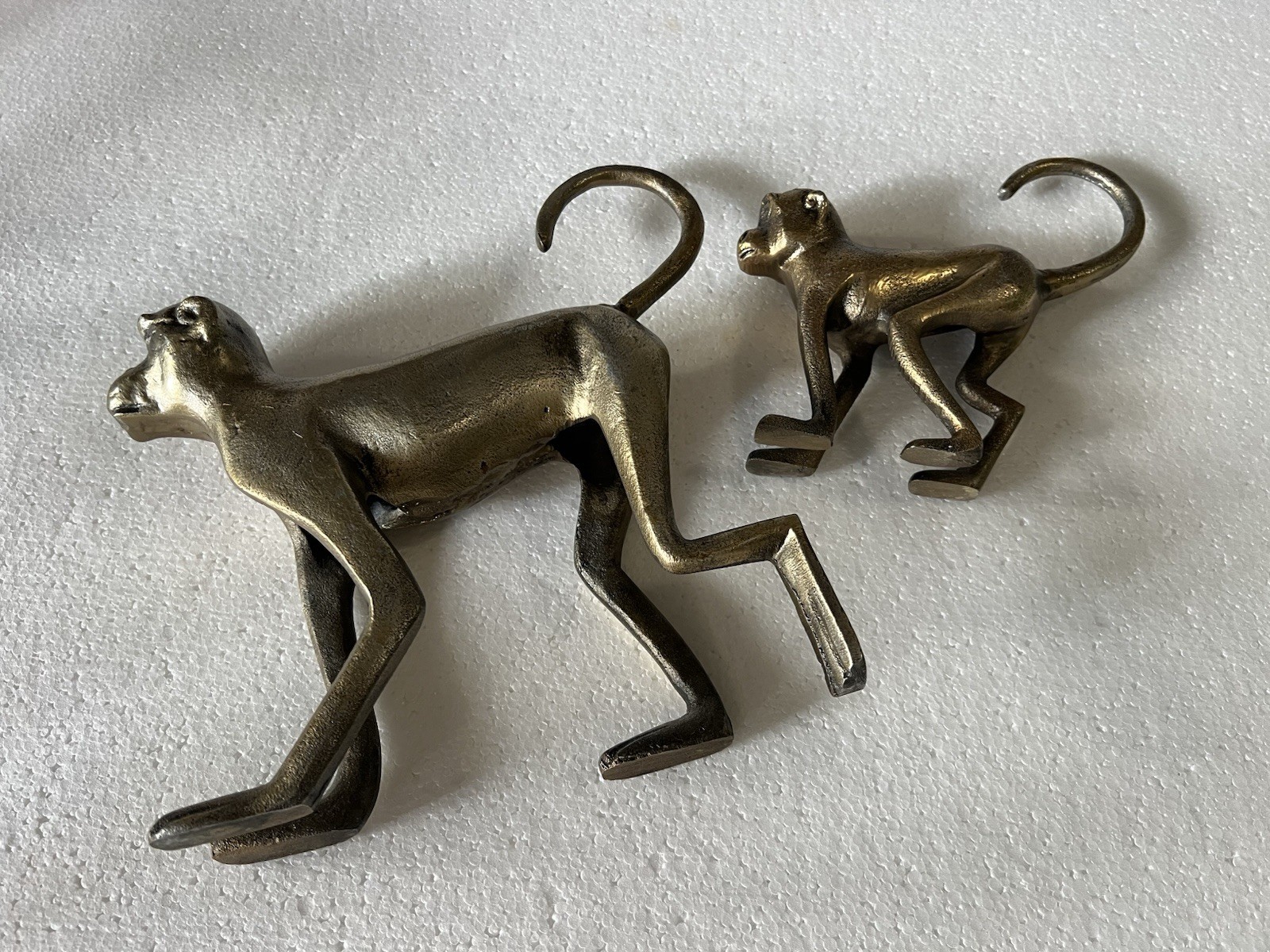 Pair of Bronze Interior Monkey Figurines  Hand-Cast, India, Excellent Condition
