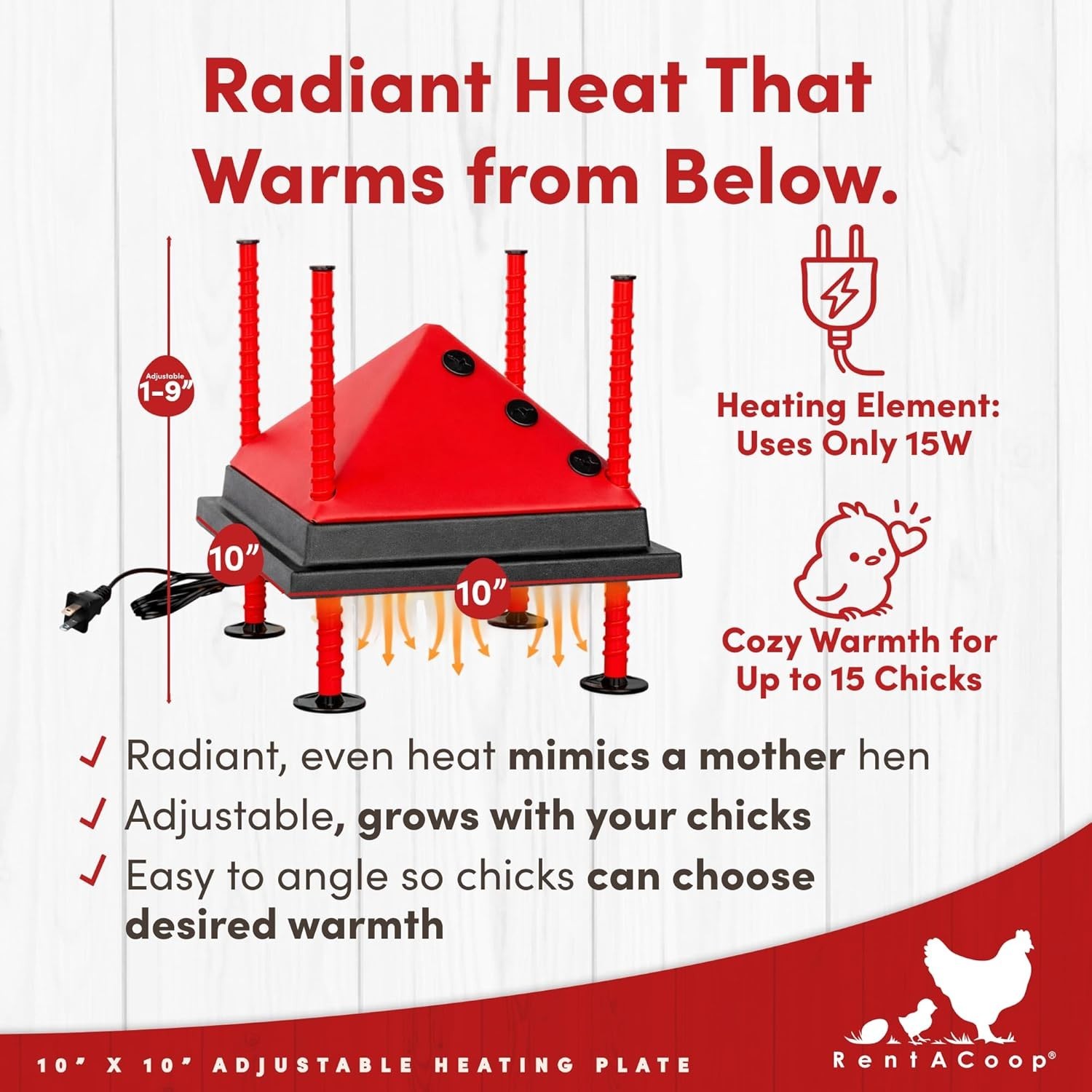 Adjustable 15-Watt Chick Brooder Heat Plate - Energy-Saving