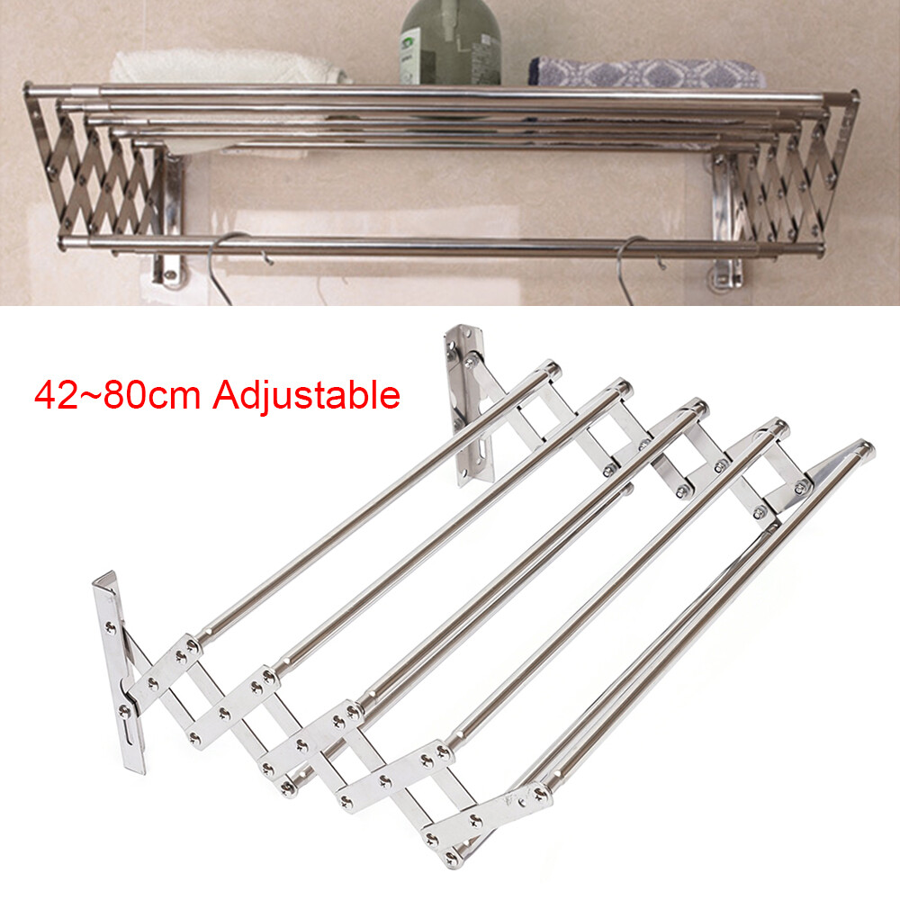 Laundry Hanger Wall-Mounted Expandable Folding Clothes Drying Towel Rack