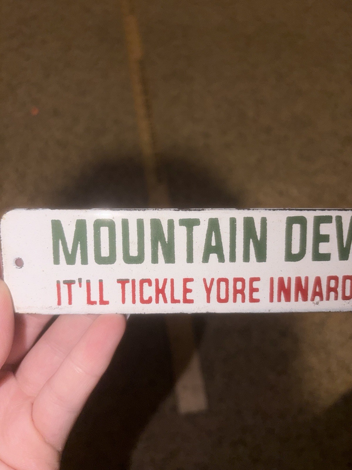 Porcelain Mountain Dew Crate Tag