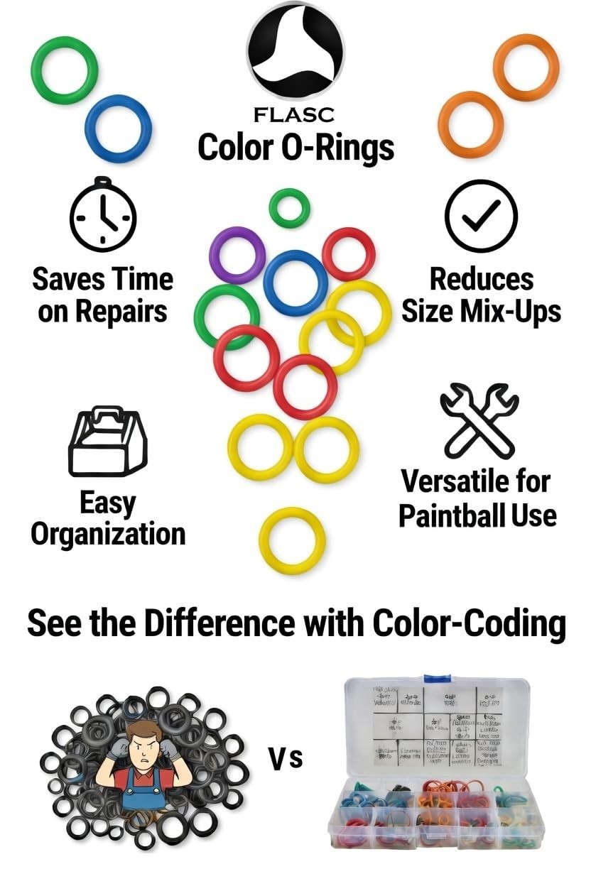 High-Quality Color-Coded O-Ring Kit for Tippmann TiPX/TPX Pistols - 3 Count