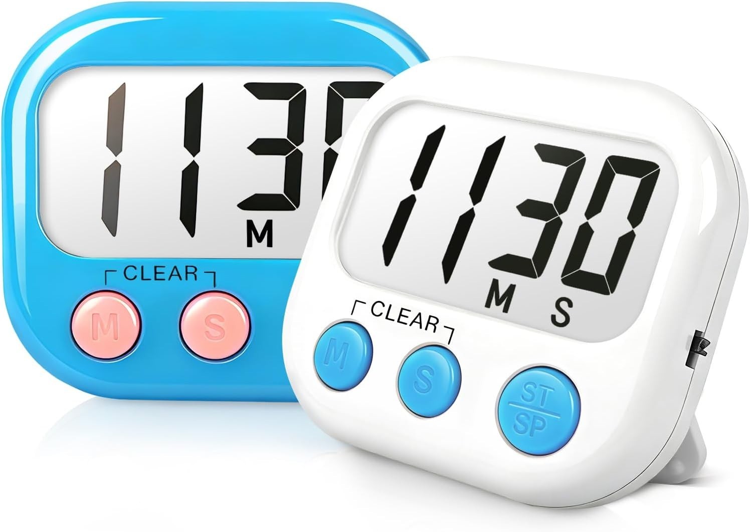 Blue & White Classroom Timers 2 Pack - Magnetic Digital Countdown & Countup