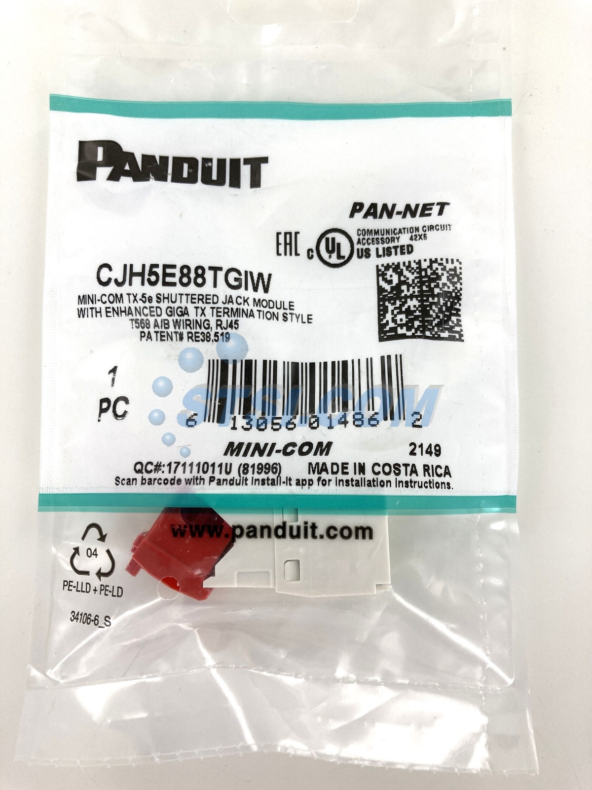 Panduit CJH5E88TGIW Cat5e Mini-Com Shuttered Jack Off-White ~STSI