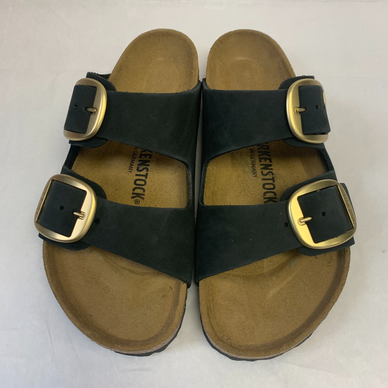 Birkenstock New w/o Box Arizona Big Gold Buckle Black Nubuck Regular Select Size