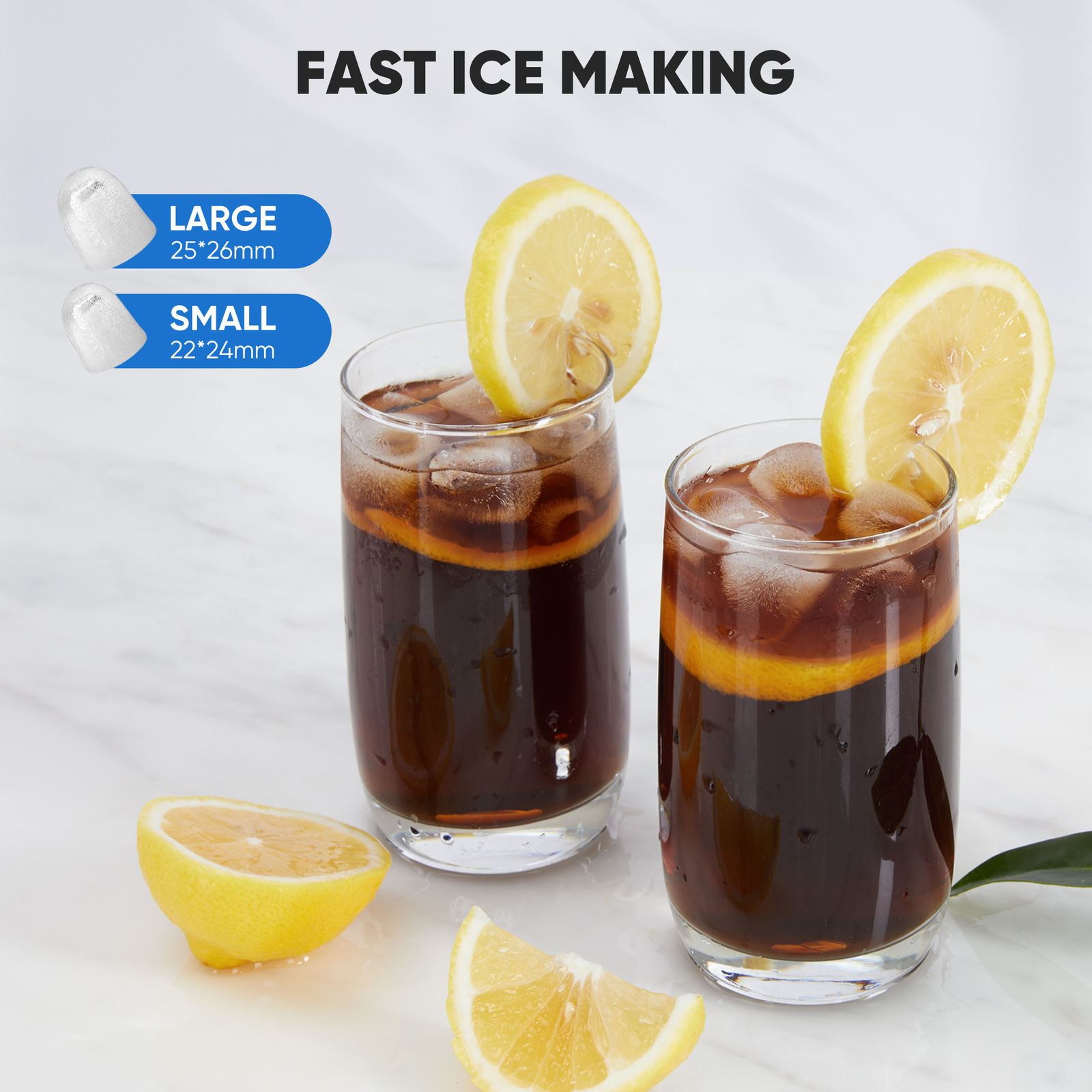 Portable Ice Maker with Self-cleaning Function - Ready in 6 Minutes for 9 Cubes