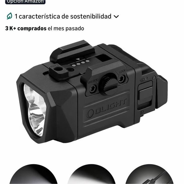 Olight PL-X Handgun Rail Light LED White, USB-C Rechargeable, Black