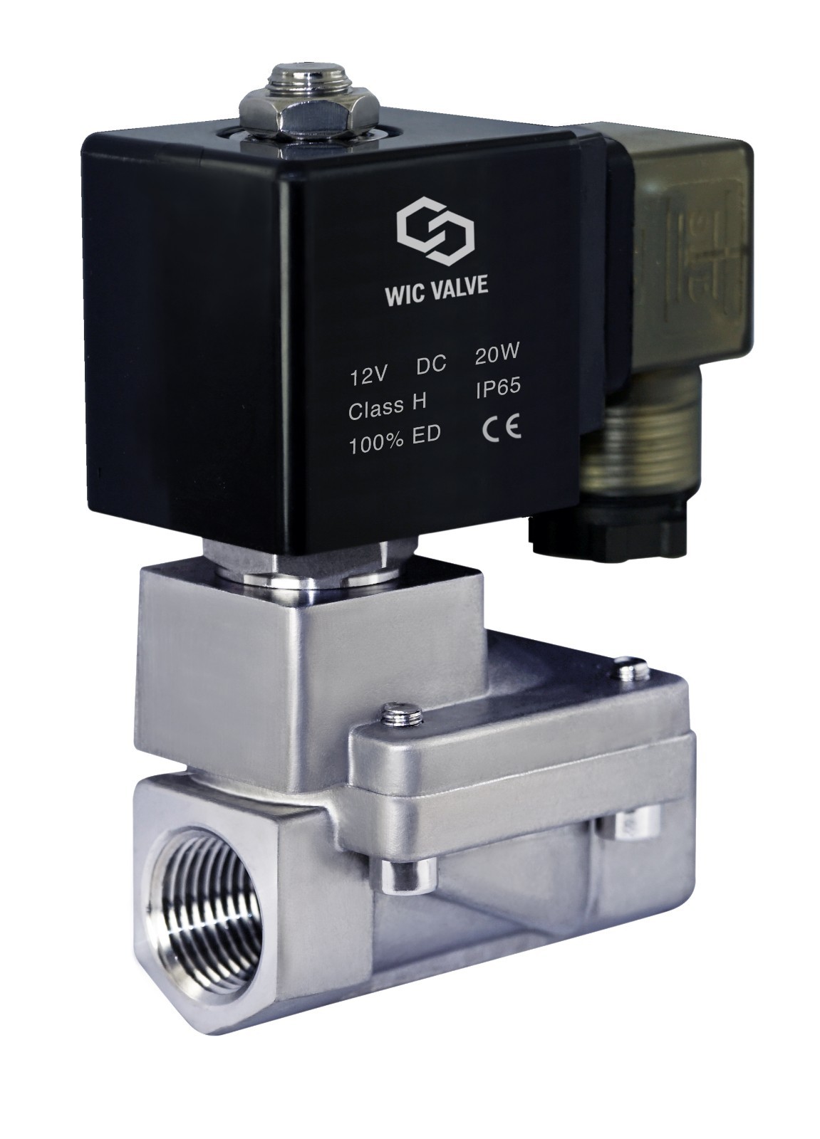 1/2" Stainless S316 High Pressure 230 PSI Electric Solenoid Valve 12V DC NC