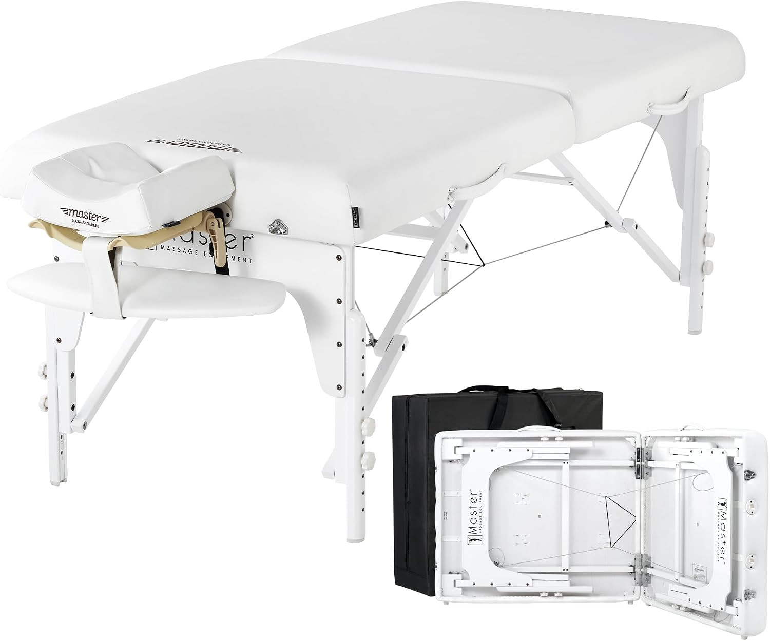Montclair Pro 31” Portable Massage Table - Memory Foam & Reiki Panels, White