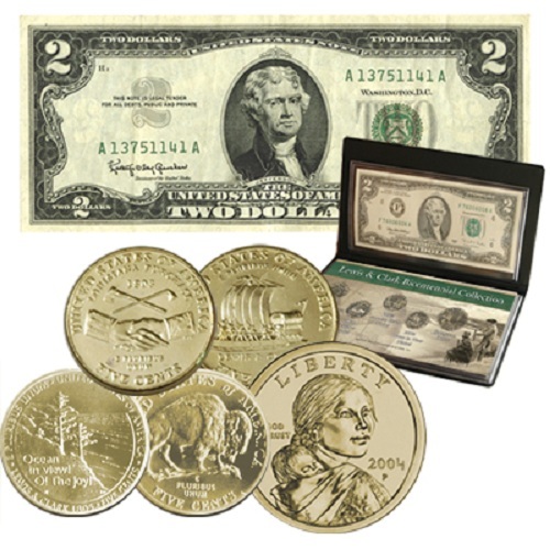 Lewis & Clark Bicentennial 24k Gold Plated Coin and Currency Banknote Collection