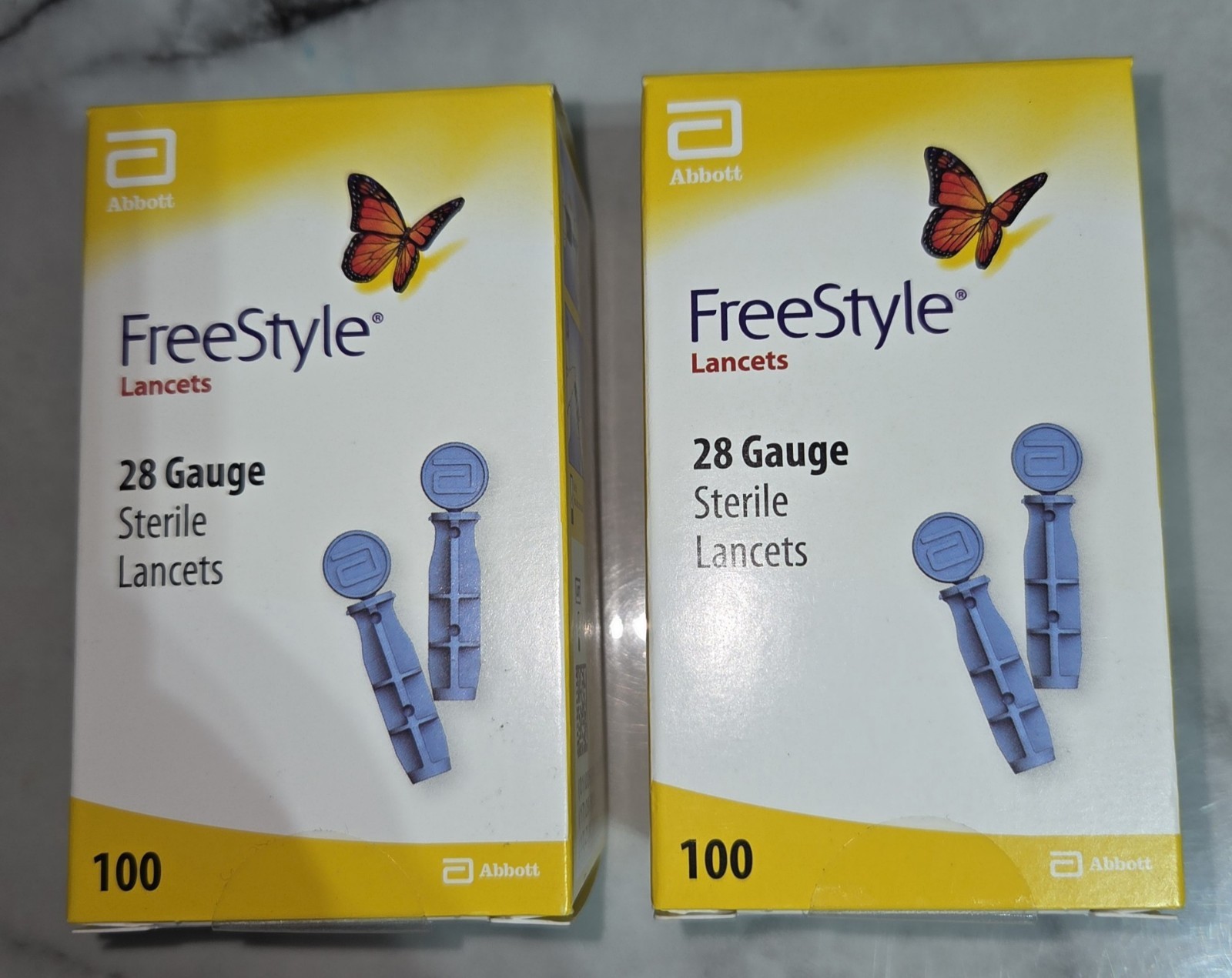 Freestyle 200 Lancets 28 Gauge 2 Boxes of 100 , 200 Total Free Shipping Exp.2029